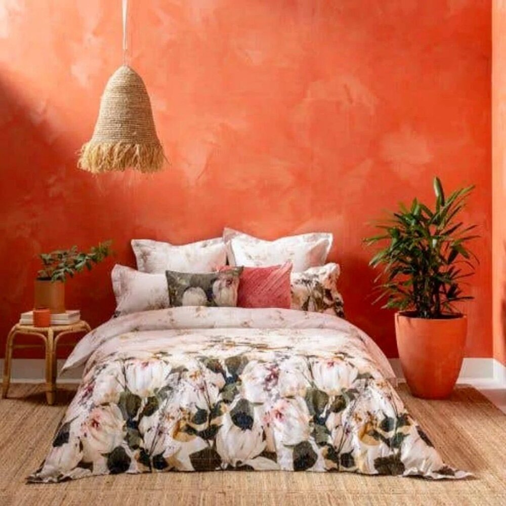 Kas King Floral Embroidered Cotton Duvet Cover Set 3 Piece